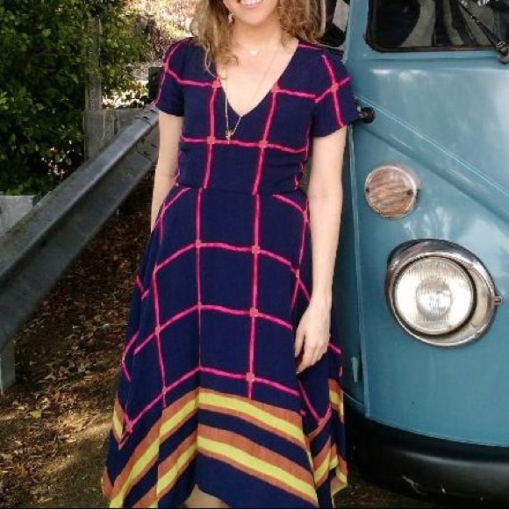 ANTHROPOLOGIE Striped Pane Midi Dress -HD in Paris